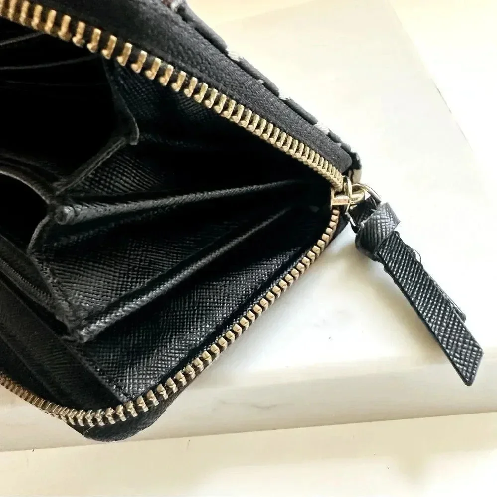 Kate Spade Polka Dot Large Zip Around Nylon/Leather Wallet